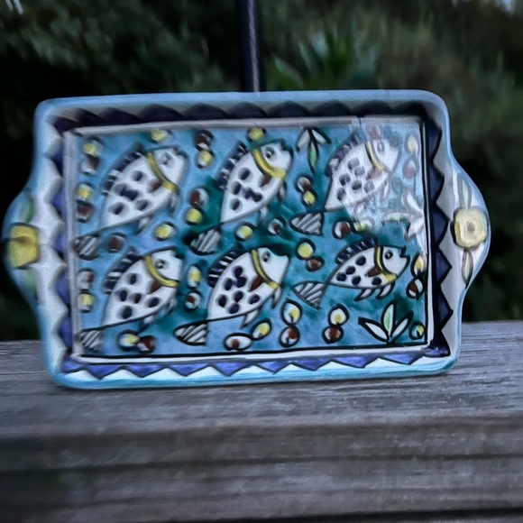 Vintage Ceramic Signed Jerusalem Tray or Dish School of Fish Preowned 6.75” L - Picture 9 of 14